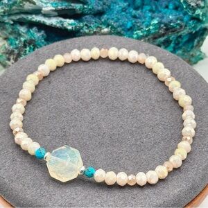 🩵REFINED Turquoise Pineapple Quartz Sterling Stretch Bracelet🩵